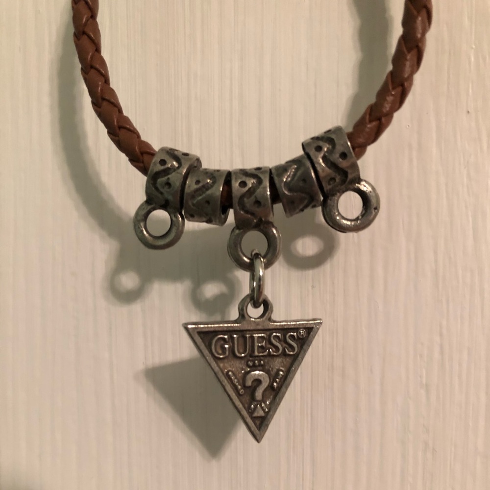 Guess Braided Leather Charm Bracelet